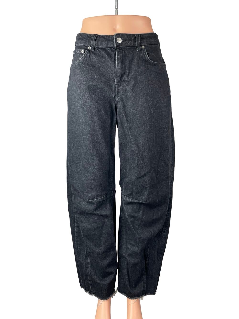 NA-KD Women's Black High Waisted Baggy Barrel Wide Leg Denim Jeans Size 36